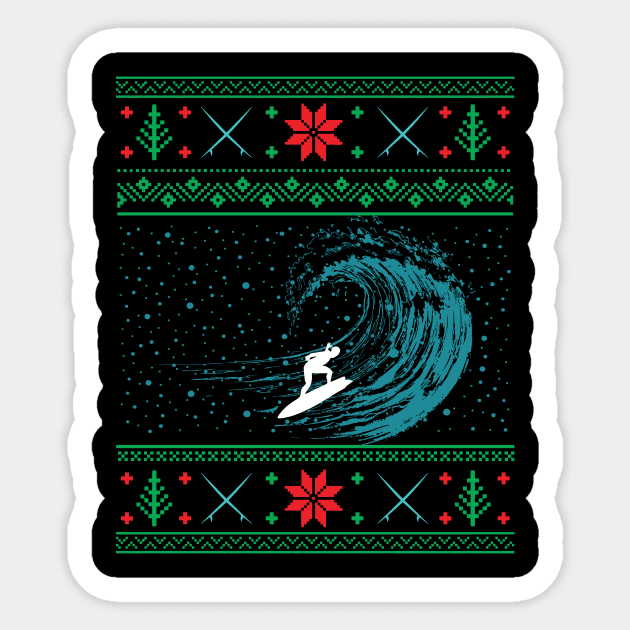 Christmas Surfing Surfboard Surfing Ugly Christmas Sticker by mrsmitful01